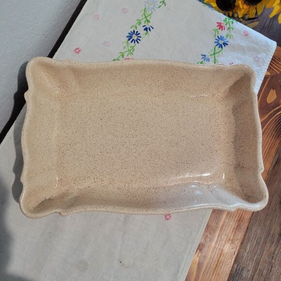 Vintage Speckled Tan Haeger Rectangle Tray Serving Dish 11”x7.5” 2.25” Deep USA - Picture 2 of 10